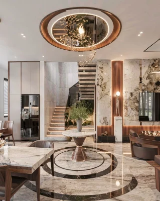 PK03: Phòng Khách Villa Sang Trọng Với Tone Màu Ấm Đẳng Cấp