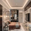 PN05 - Phòng Ngủ Modern Luxury Màu Đen Kết Hợp Vách Giả Đá Sang Trọng