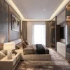 PN06 - Phòng Ngủ Hiện Đại Luxury Màu Gỗ Nâu Kết Hợp Tủ Kính Cao Cấp