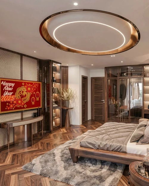 PN10 - Phòng Ngủ Gỗ Óc Chó Luxury Cao Cấp Sang Trọng Đẳng Cấp