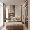 PN13 - Phòng Ngủ Màu Trắng Hiện Đại Kết Hợp Tủ Áo Cánh Kính Sang Trọng