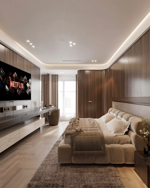 PN15 - Mẫu Phòng Ngủ Modern Luxury Gỗ Óc Chó Sang Trọng Đẳng Cấp
