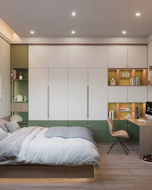 NB24: Thiết Kế Phòng Ngủ Trẻ Em Tone Xanh Olive Hiện Đại, Khơi Gợi Sáng Tạo