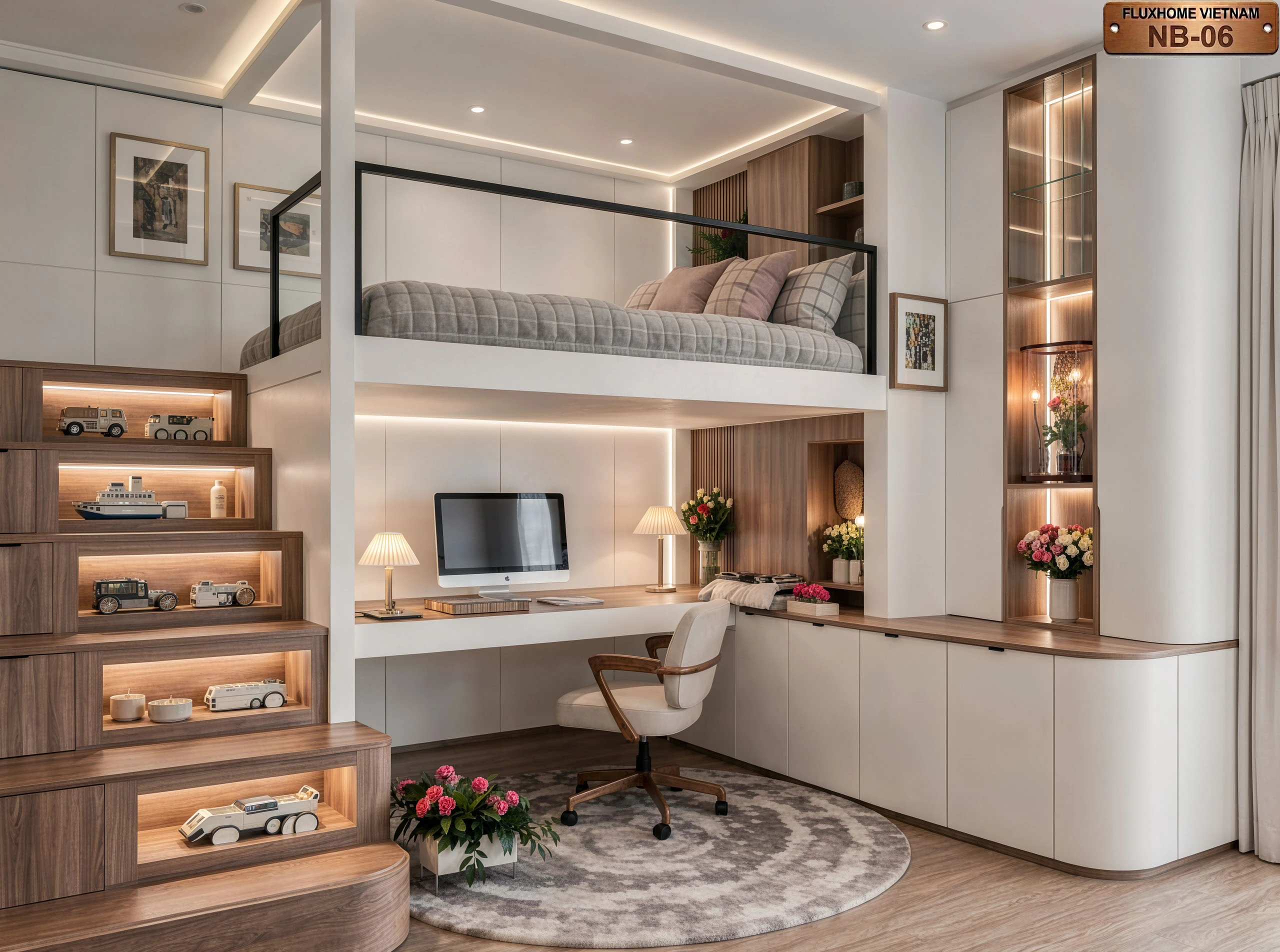 Thiết kế hệ thống ngăn kéo lưu trữ ẩn dưới gầm giường giúp phòng ngủ luôn ngăn nắp