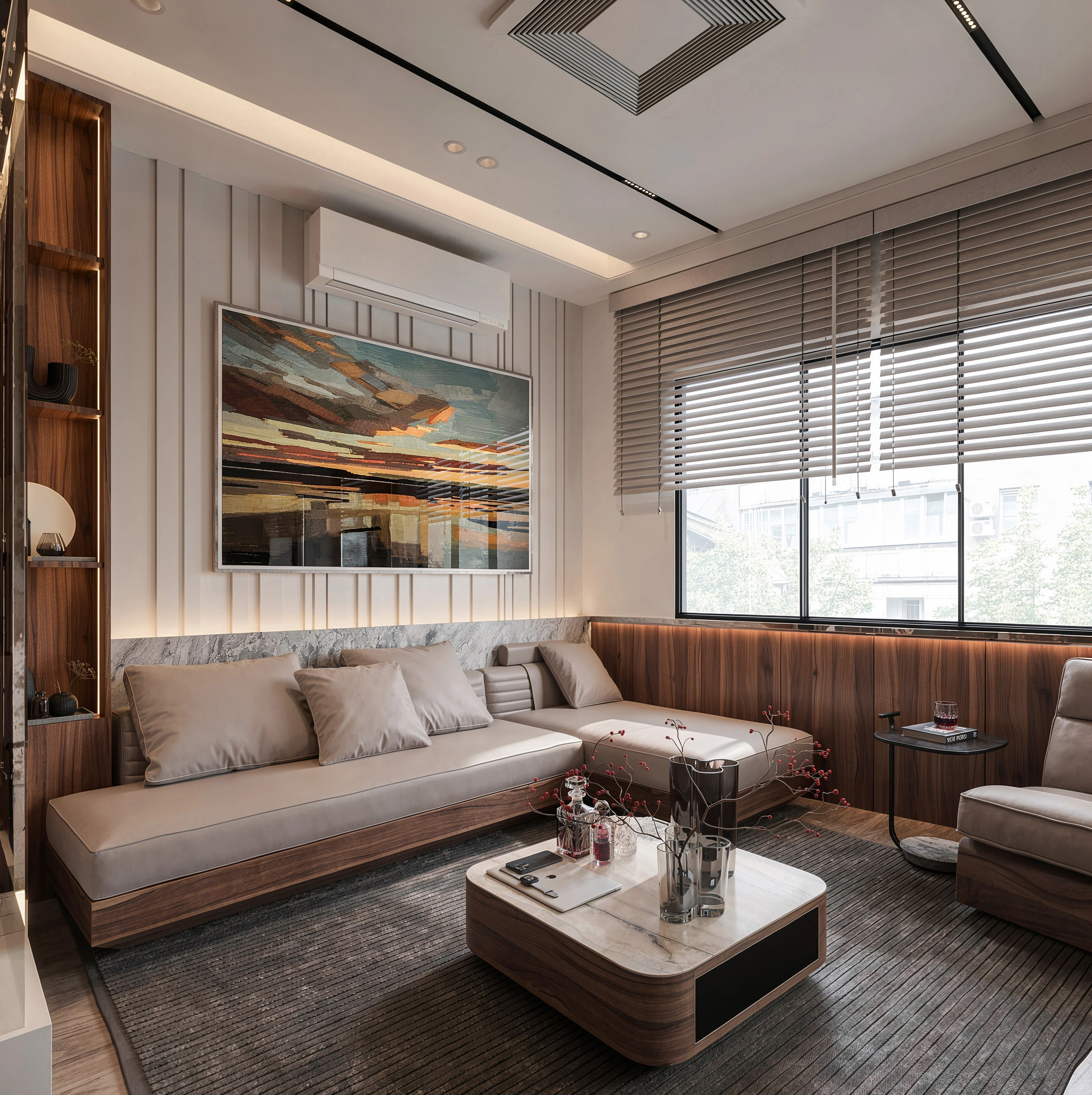 Mẫu thiết kế phòng khách nhà ống nhỏ với sự bố trí thông minh gọn gàng từ Fluxhome