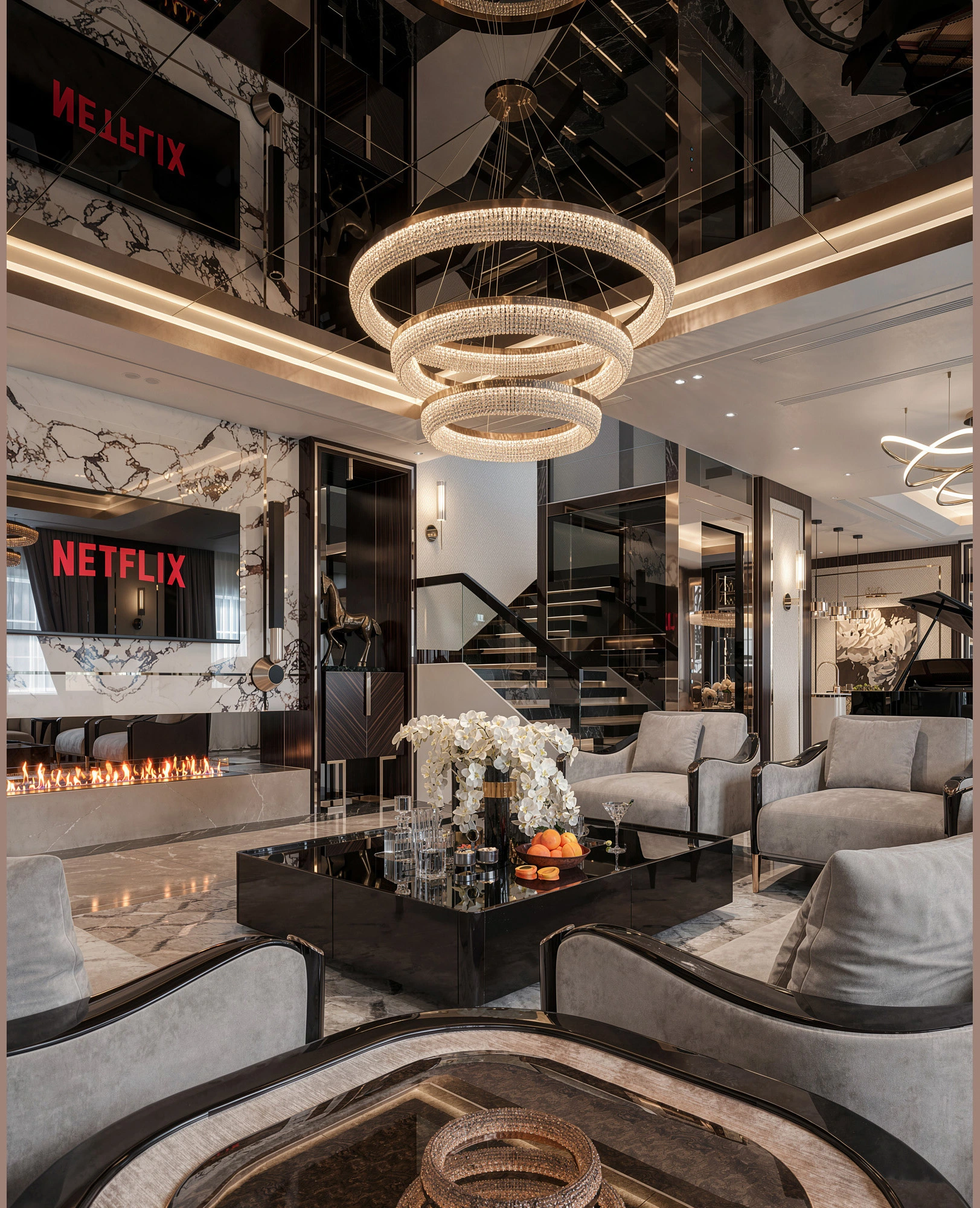 Mẫu thiết kế phòng khách Luxury cao cấp mã số PK21 sang trọng độc bản bởi Fluxhome