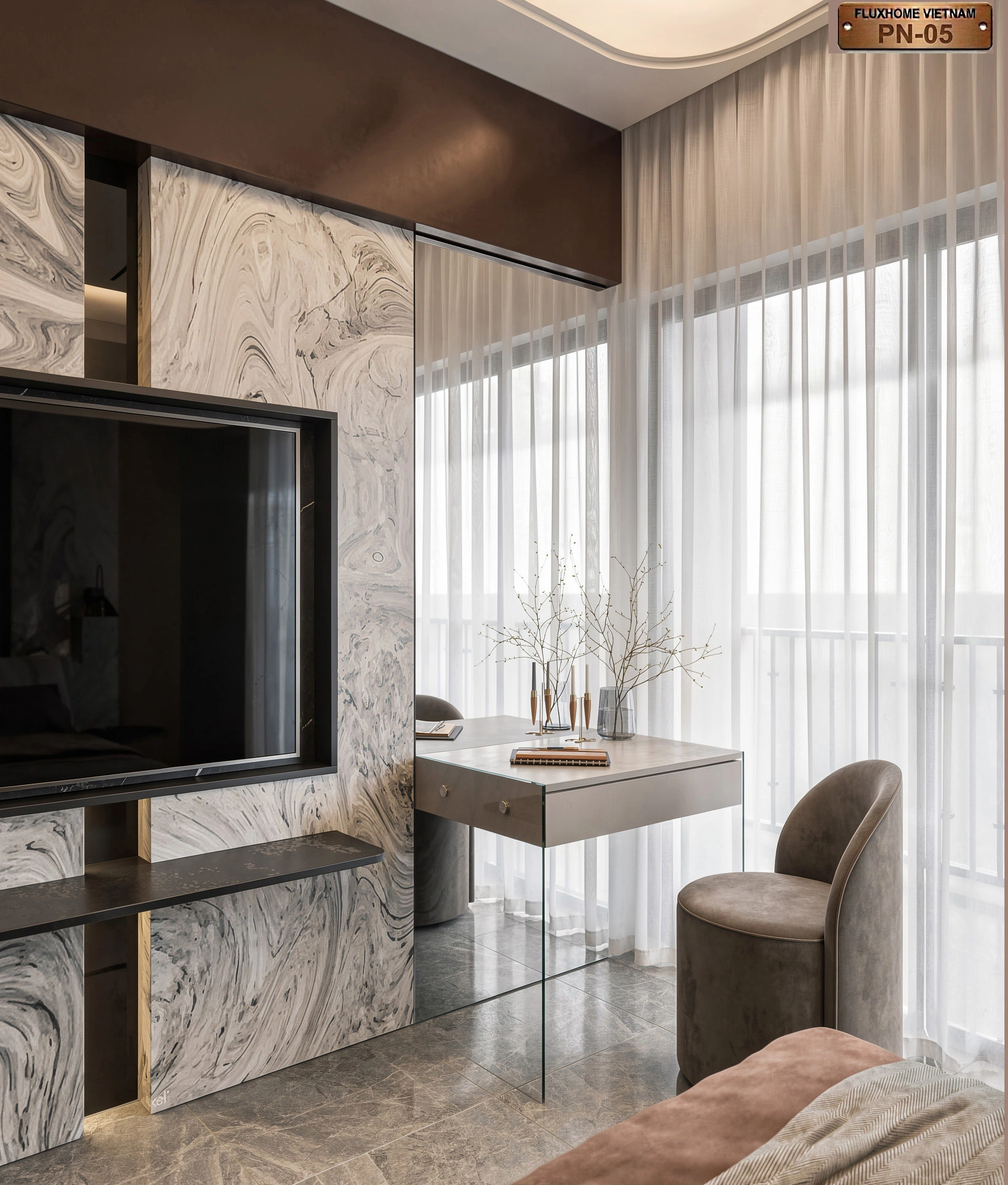 Phòng ngủ modern luxury màu đen sang trọng Fluxhome