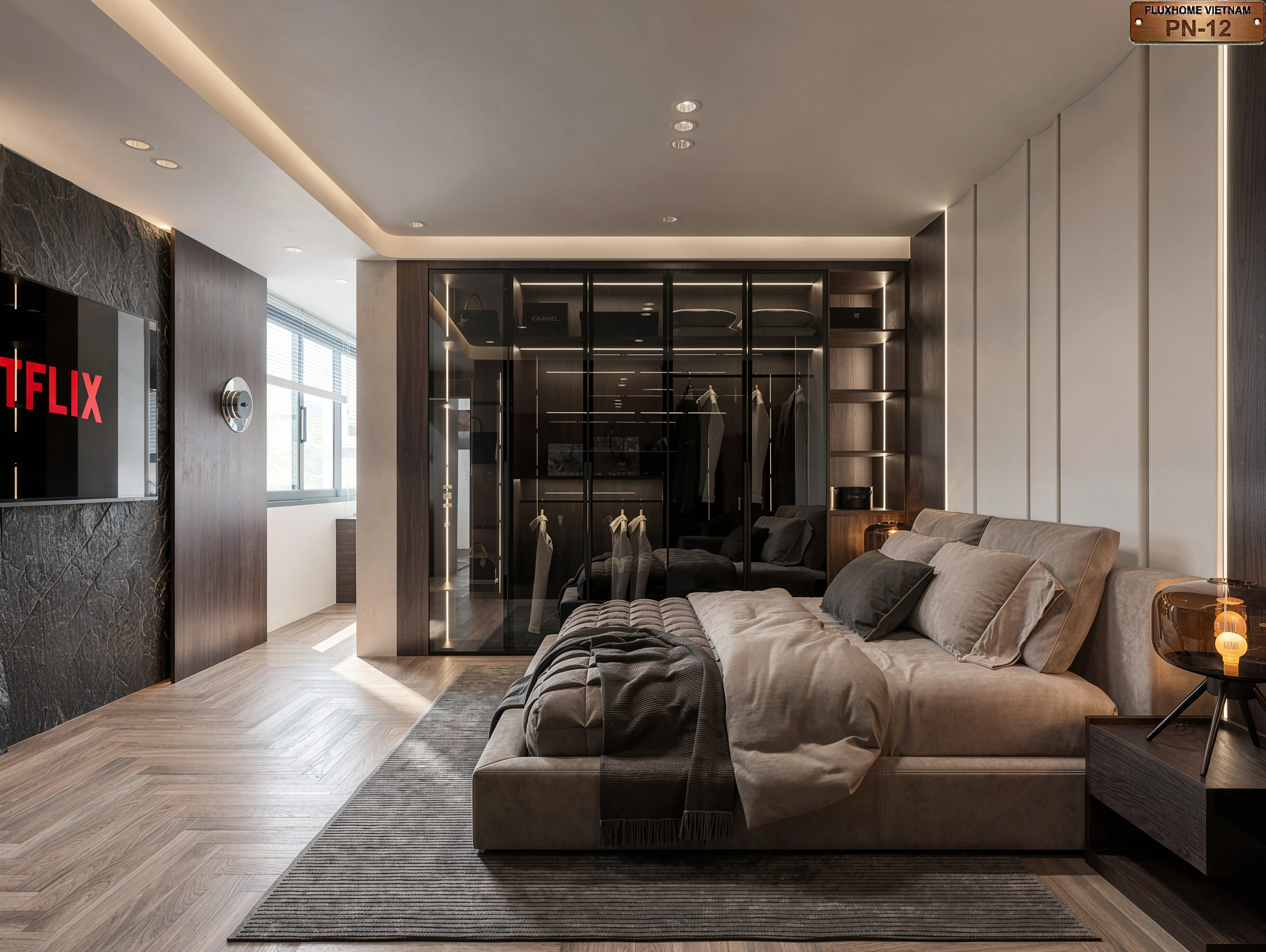 Phòng ngủ biệt thự sang trọng thiết kế bởi Fluxhome Việt Nam