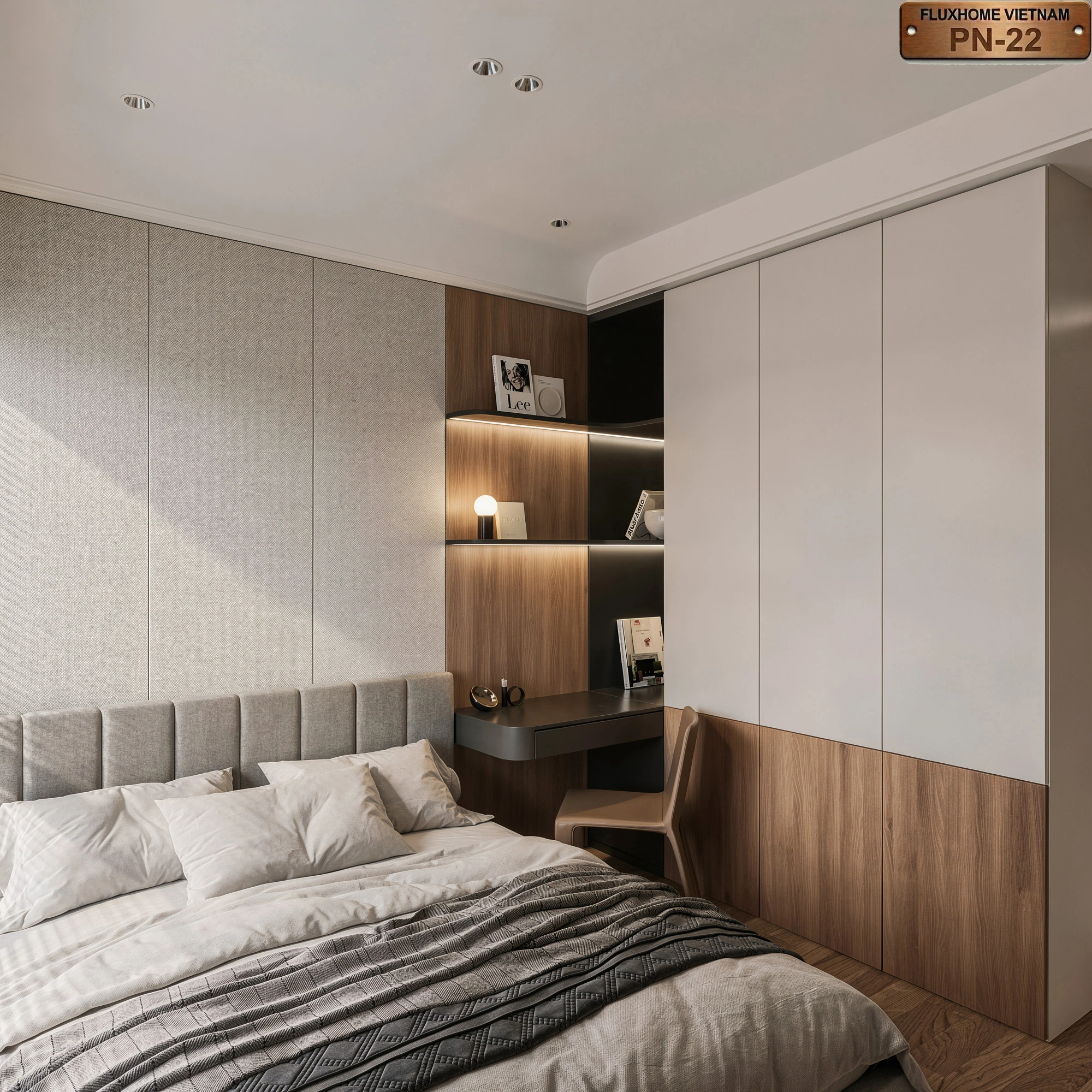 Nội thất phòng ngủ hiện đại với hệ tủ đa năng