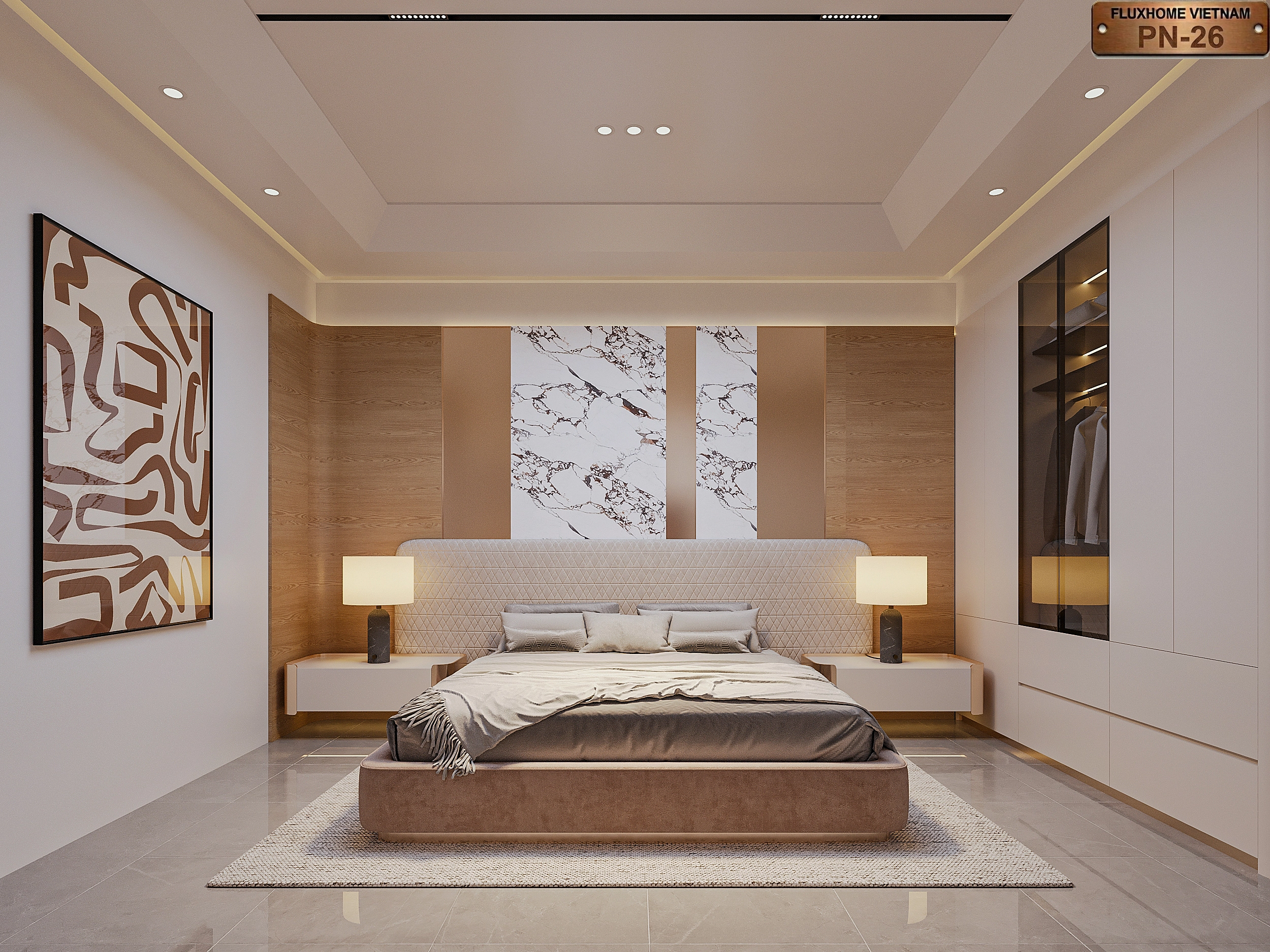 Mẫu phòng ngủ hiện đại đẹp được thực hiện bởi Fluxhome Việt Nam