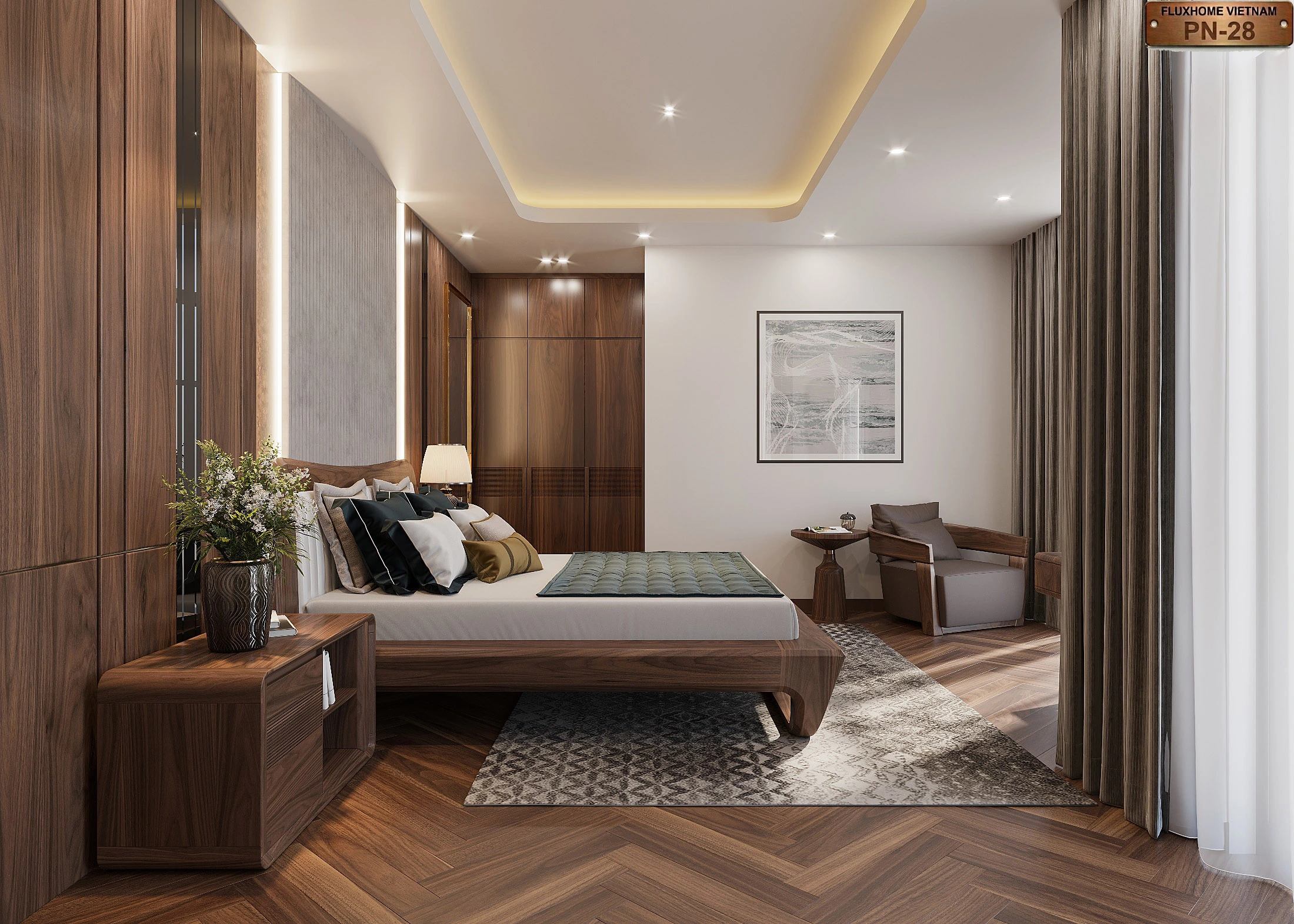 Thiết kế nội thất phòng ngủ biệt thự sang trọng và tinh tế