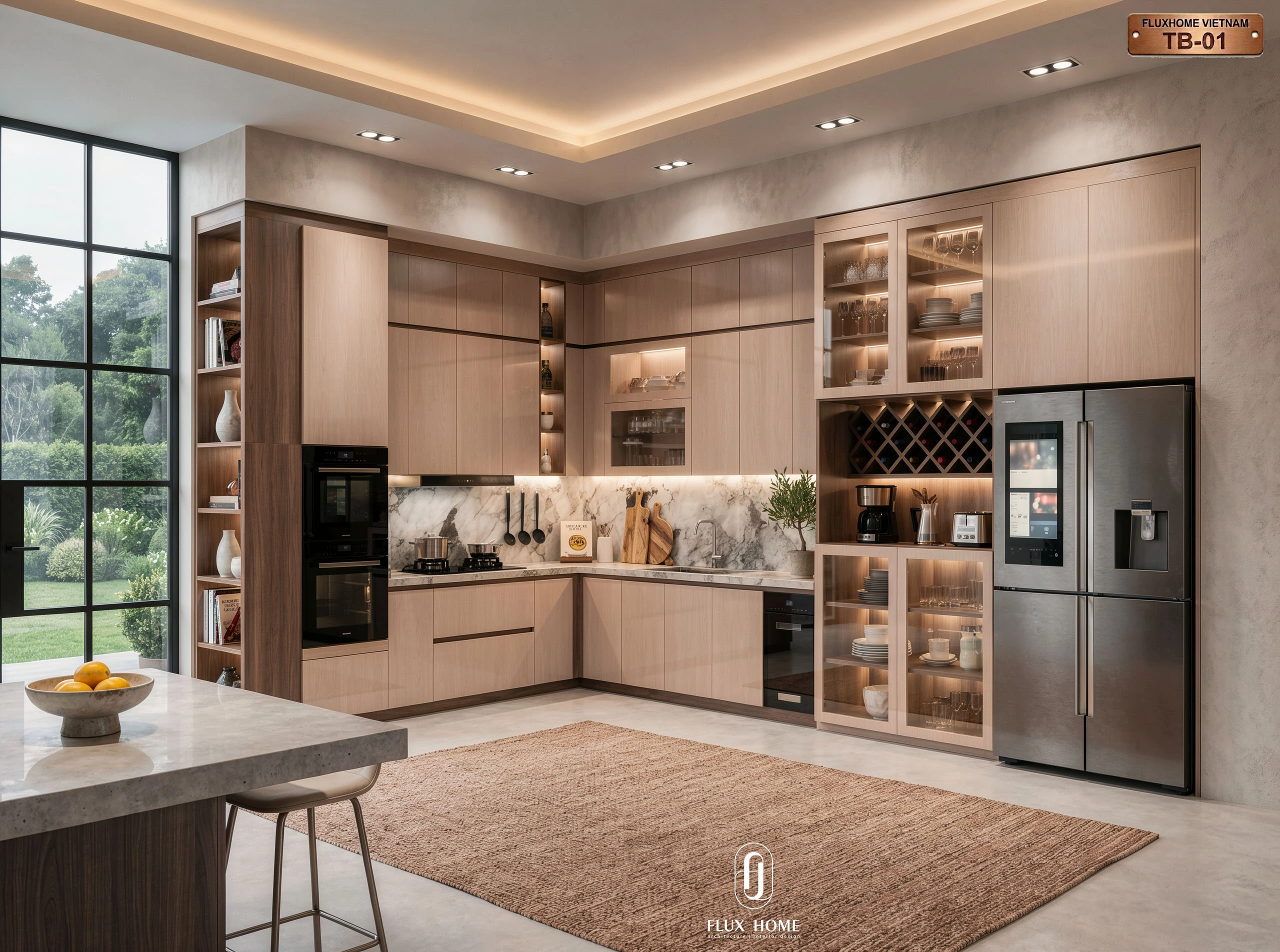 Thiết kế tủ bếp hiện đại sử dụng vật liệu An Cường chất lượng