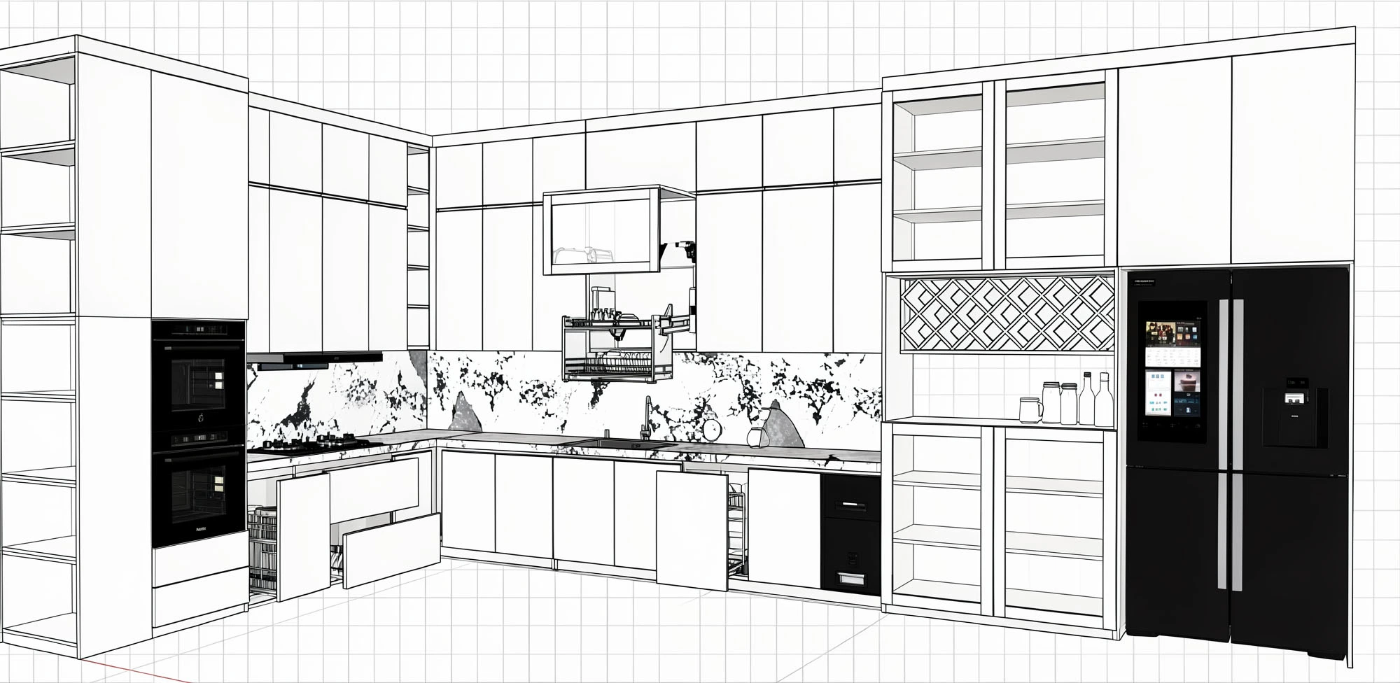 Tủ bếp màu be sử dụng vật liệu An Cường cao cấp Fluxhome