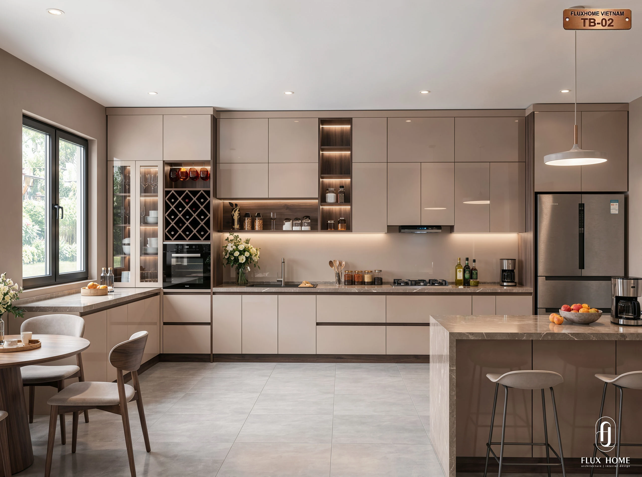 Tủ bếp Acrylic chất lượng cao thi công bởi Fluxhome