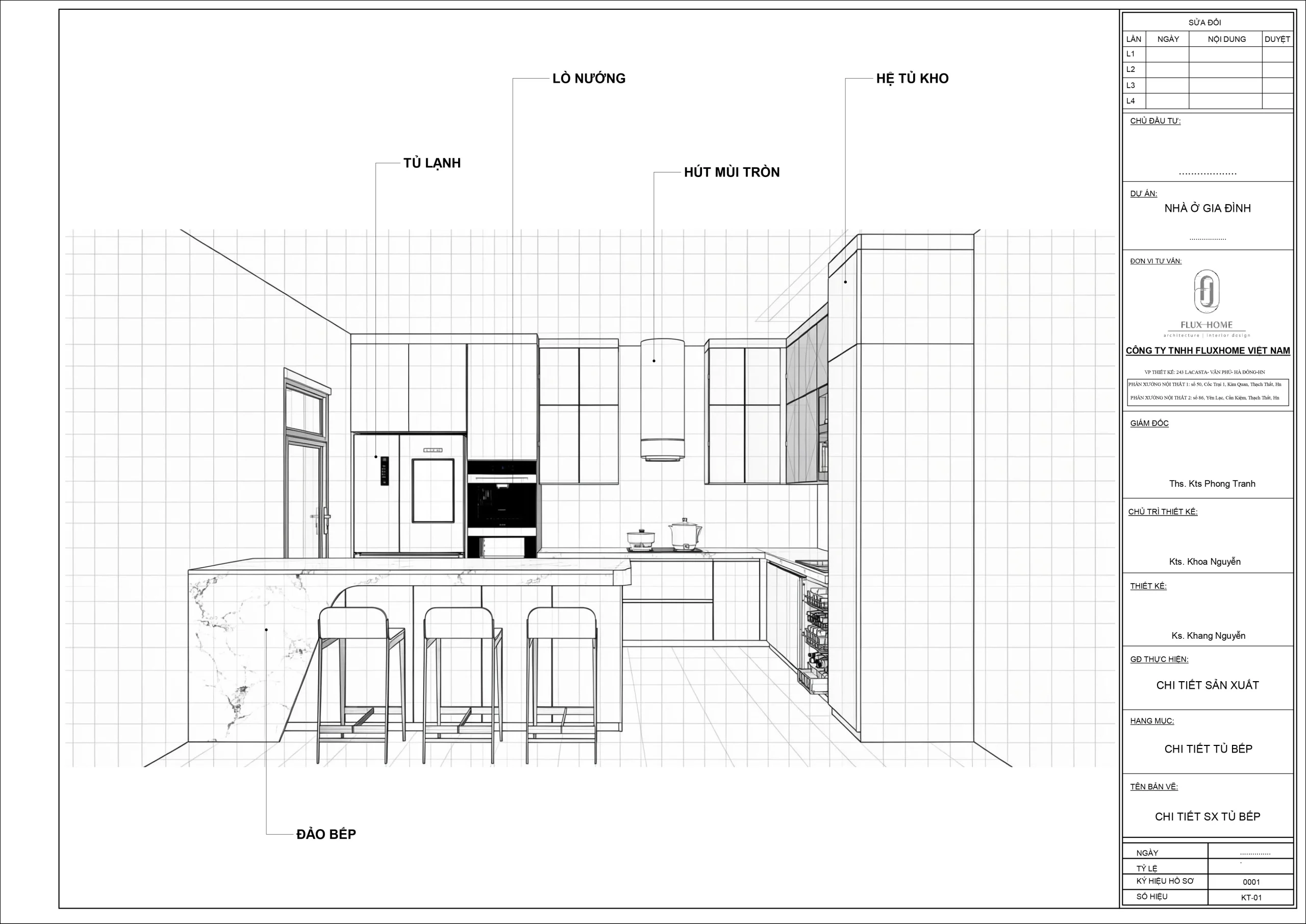 Tủ bếp hiện đại vân gỗ óc chó kết hợp ghi đậm sang trọng