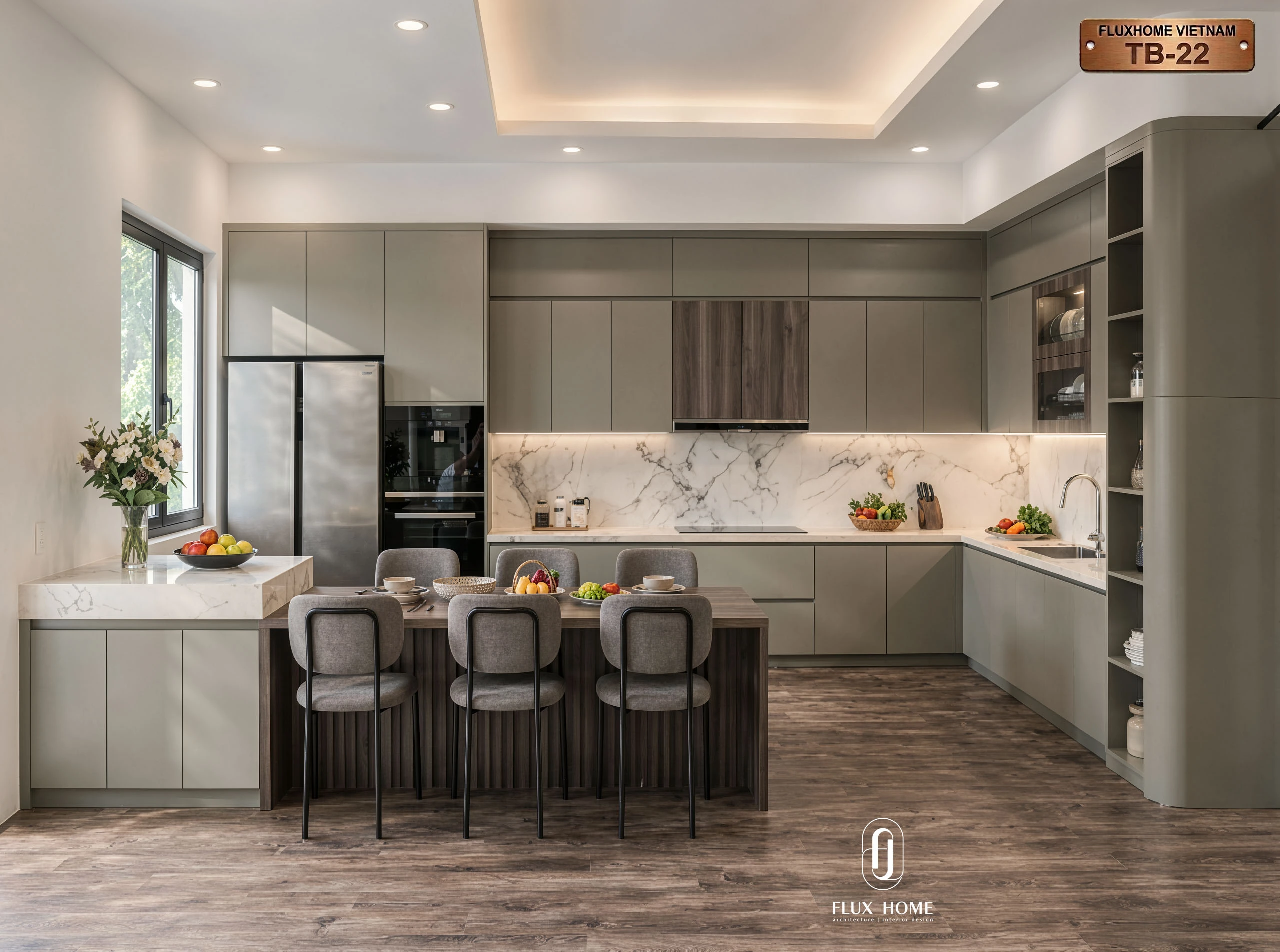 Nội thất phòng bếp hiện đại tối ưu công năng TB22