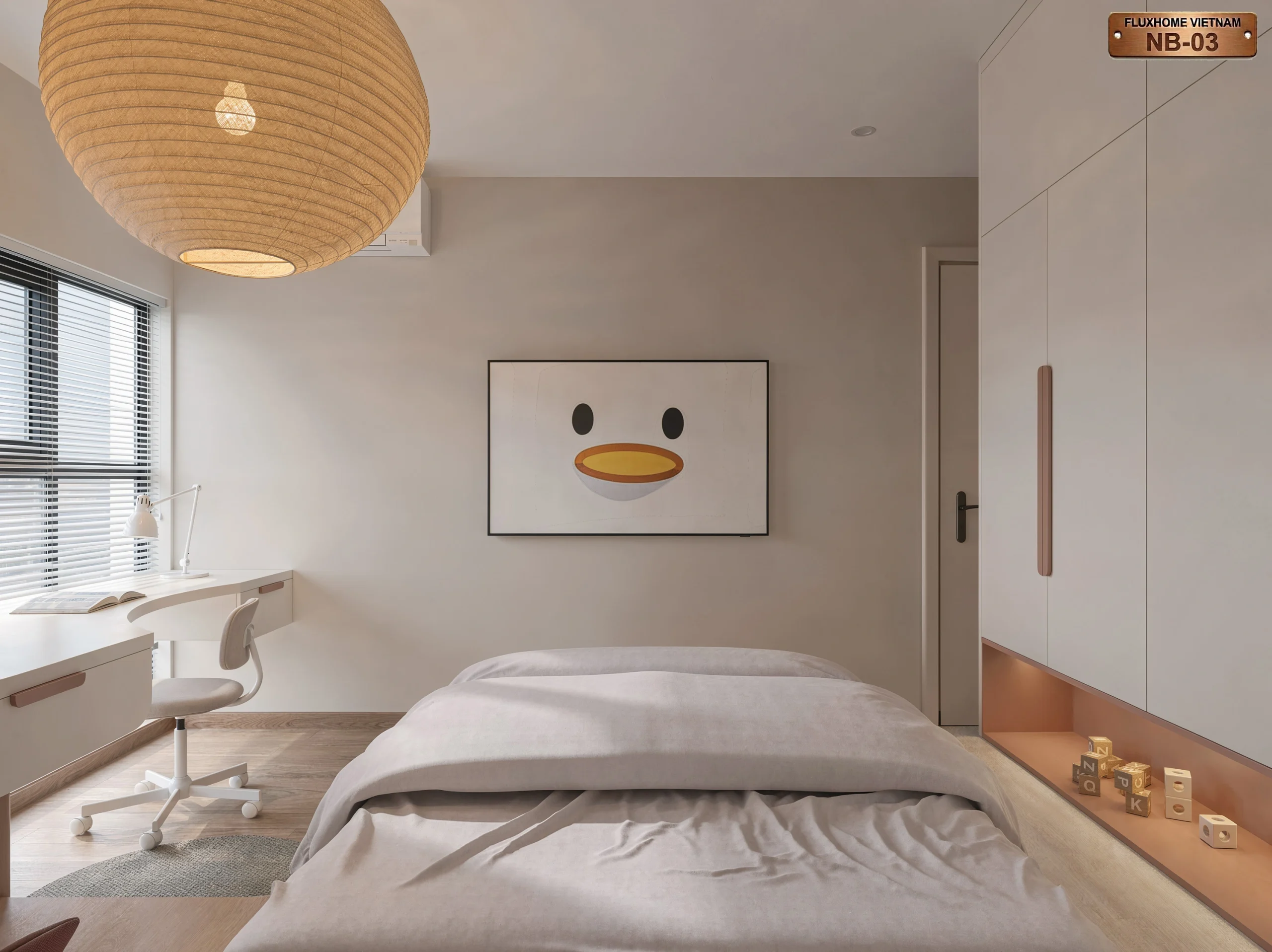Mẫu thiết kế phòng ngủ bé gái độc bản với đường cong mềm mại NB03 - Fluxhome